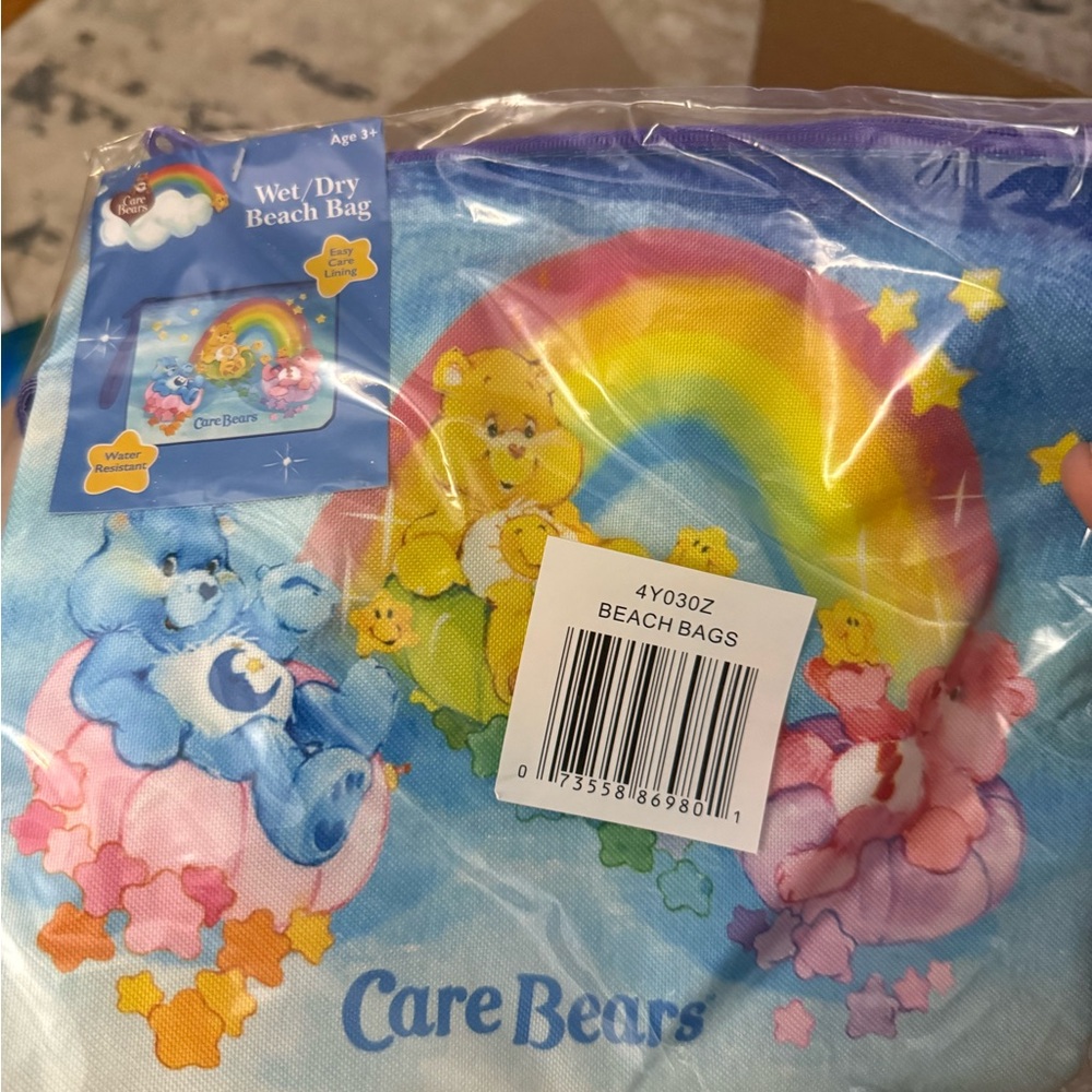 Care Bears Rainbow Tote with Pastel Blue, Pink, Yellow Accents